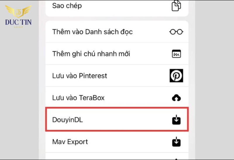 Tìm và nhấn chọn phím tắt DouyinDL